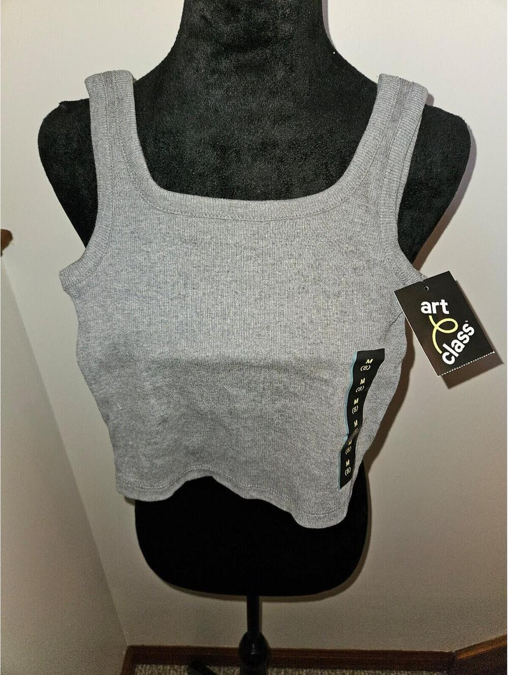 Girls Square Neck Ribbed Tank Top - Art Class Heather Gray- Med-BNWT